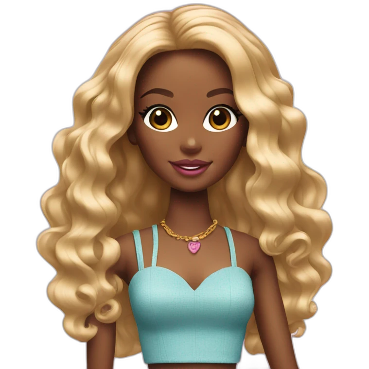 Black Girl Barbie with Long Hair emoji