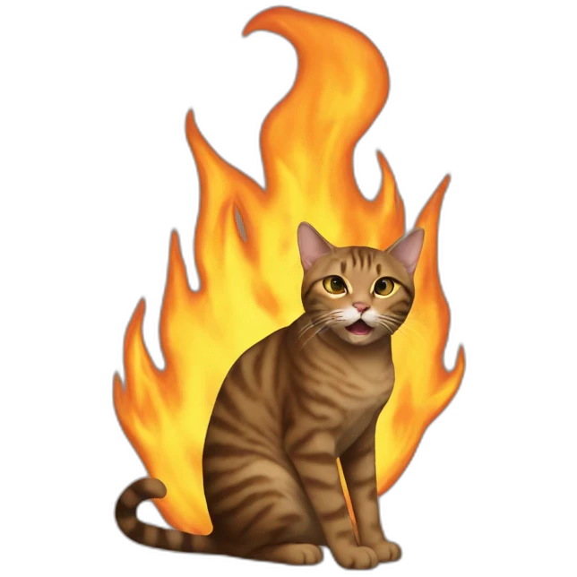 Cat on fire in meme that’s fine emoji