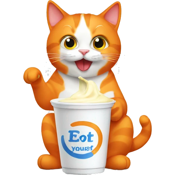 An orange cat eating yogurt  emoji