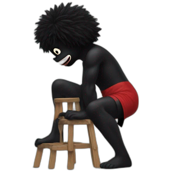 Gollywog bending over emoji