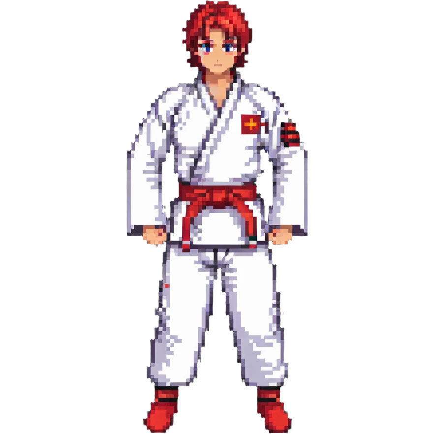 Martial arts gi with red belt emoji