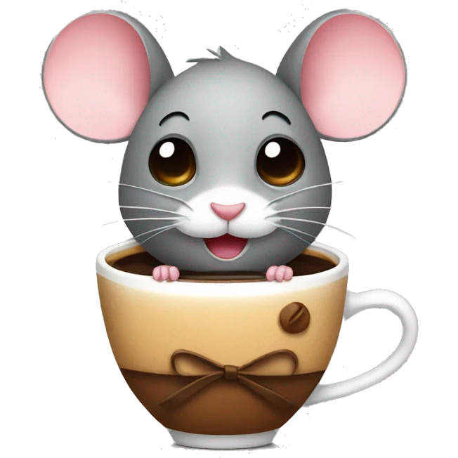 Mouse with bow and coffee emoji