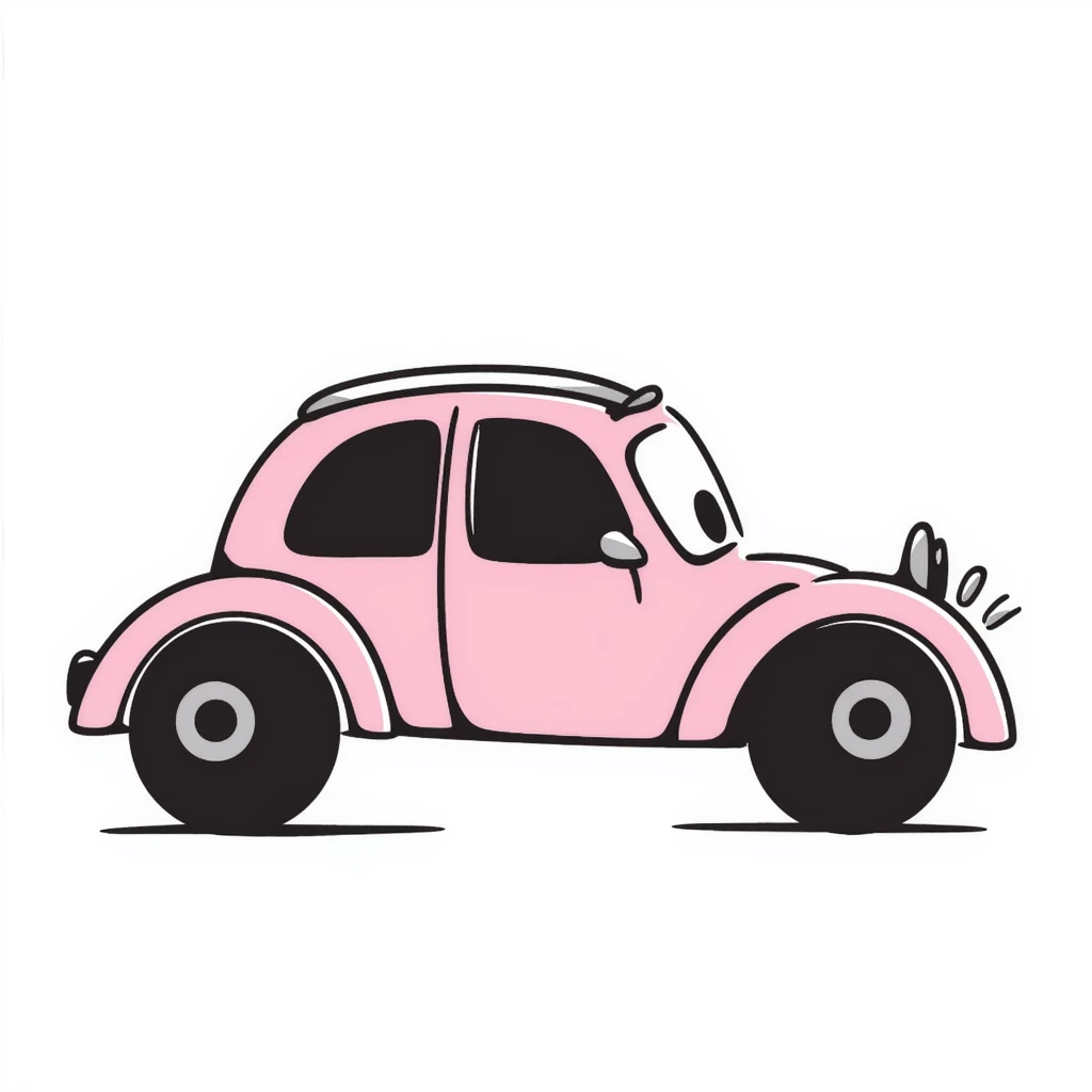 a pink car, hand drawn doodle style emoji