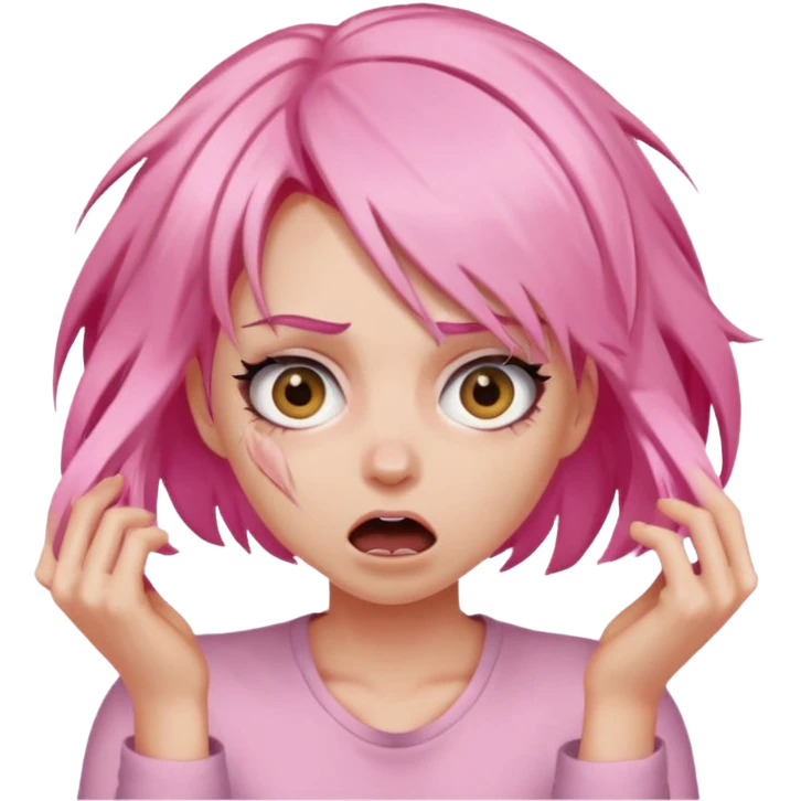 Manic ripping hair out female pink emoji