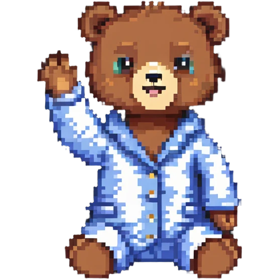 bear in pajamas sitting and waving emoji