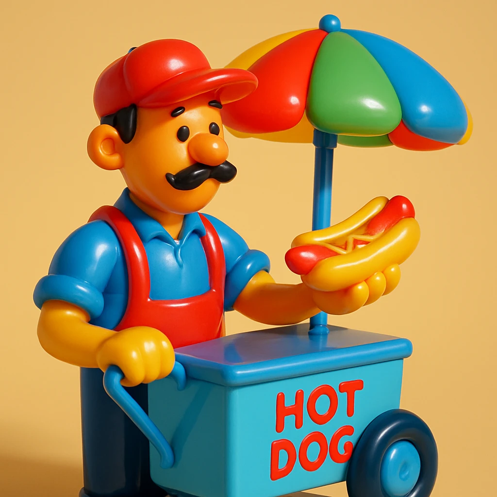 hotdog seller in New York with cart emoji