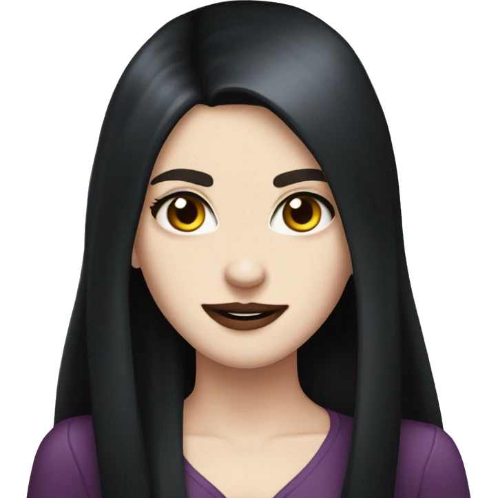 white girl black hair tuck behind ears vampire  emoji