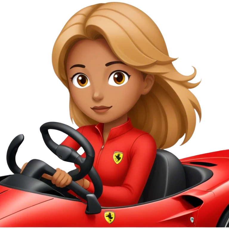 The girl rides a Ferrari emoji