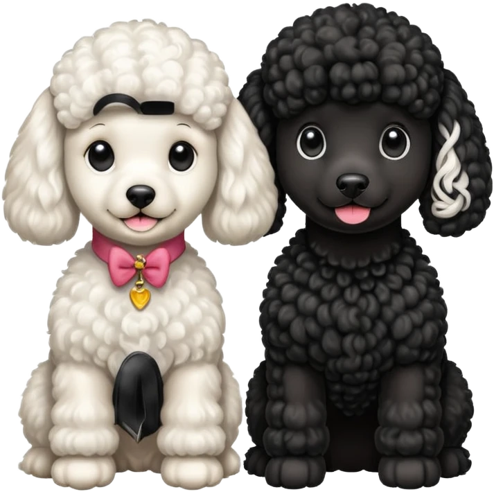 1 poodle blanca y 2 negras emoji