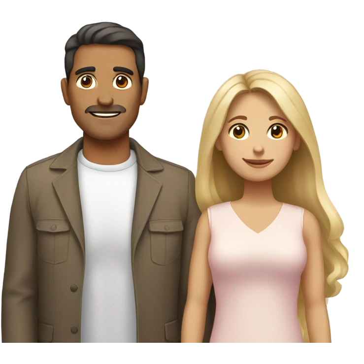 Puerto rican beard short brown hair  husband with blond long hair wife and brown long hair daughter Family  emoji