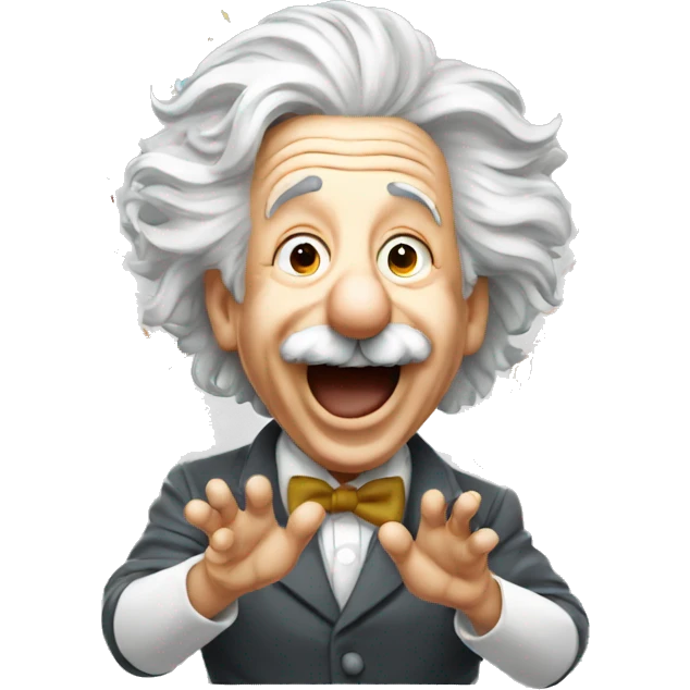 happy albert einstein shooting confetti with his hands emoji