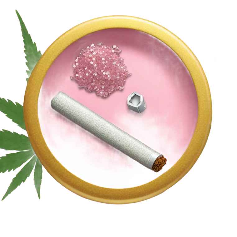 light pink weed joint with bedazzled ash tray  emoji