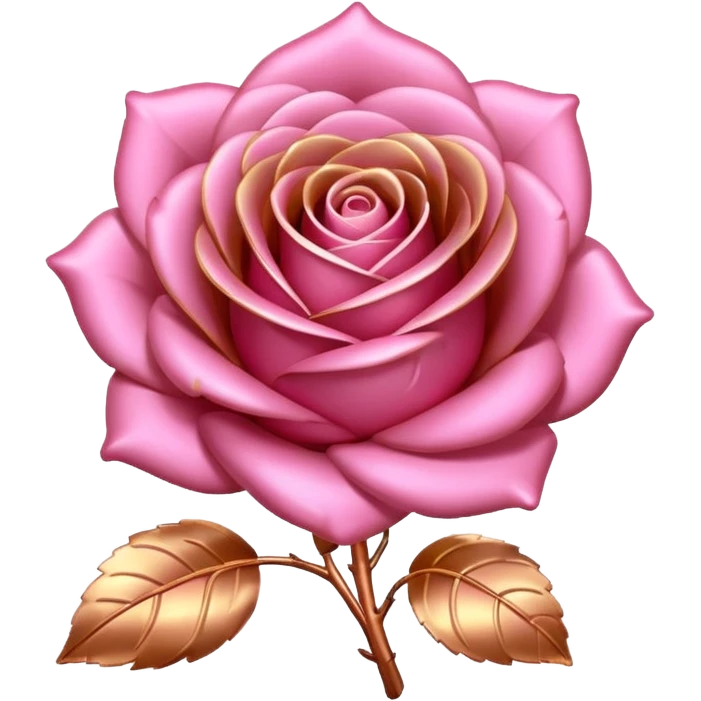 rose gold rose, shiny metallic pink-gold, simple and expressive emoji emoji