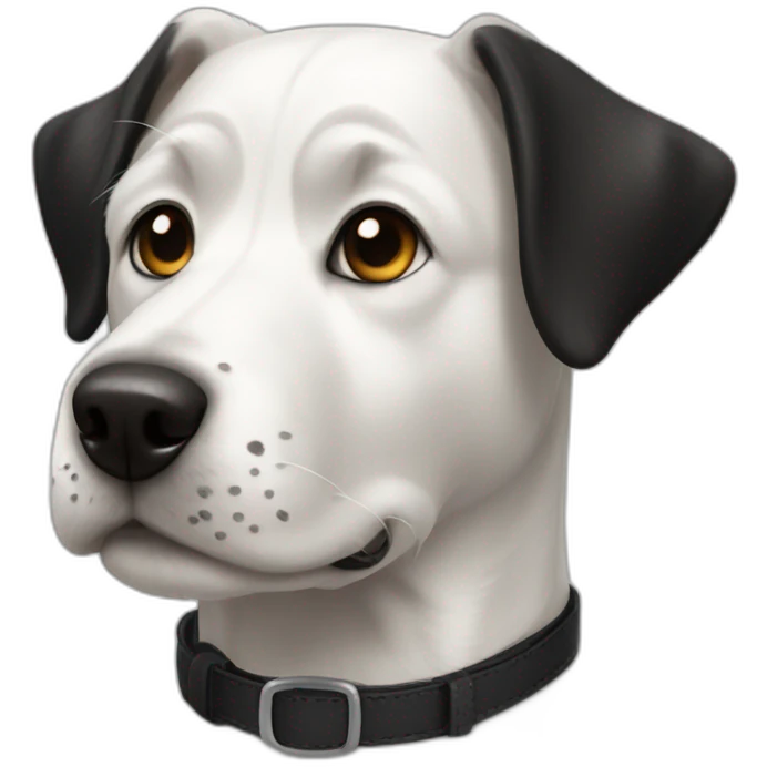 white dog with black in the face mixed like border ollie with short hair emoji
