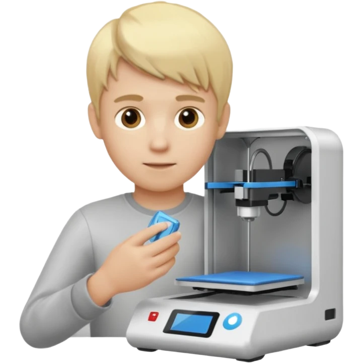 Boy with blonde hair using 3D Printer emoji