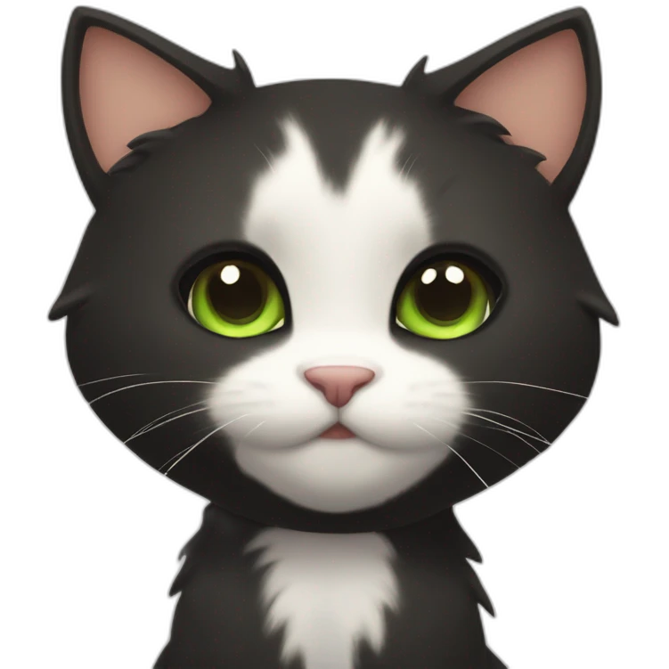 A big Totally black cat with brown eyes lovely stay near by totally white cat with green eyes emoji