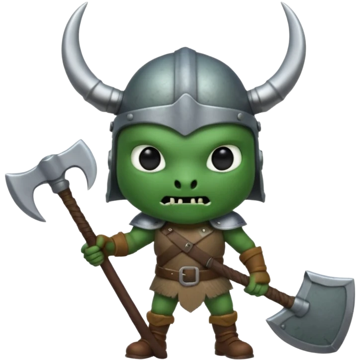 scary looking ant holding a viking axe and wearing a military helmet emoji