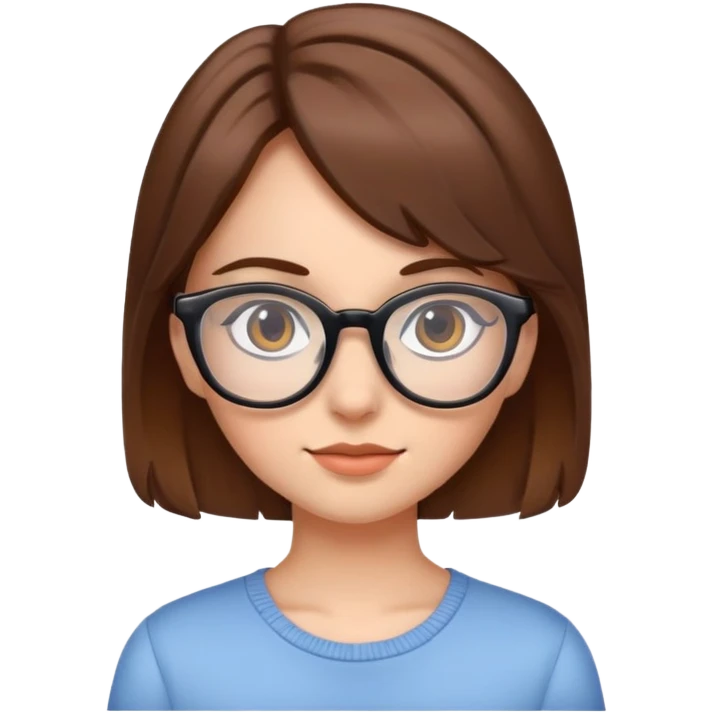 Niña de pelo castaño con gafas emoji