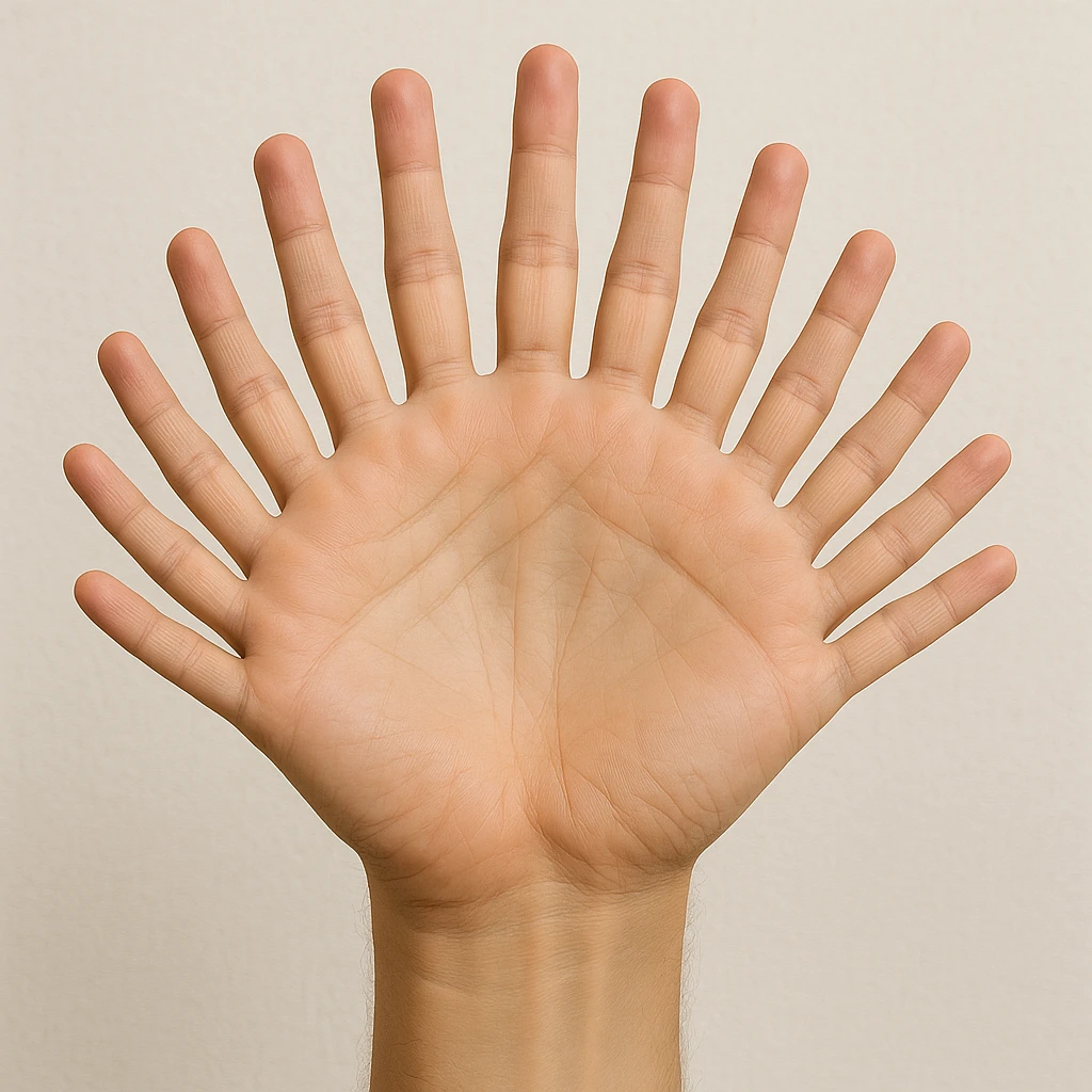 Add extra fingers to the hand with 10 fingers emoji