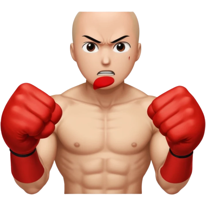 Angry Saitama with his red giant hand punching (just punch), no-face emoji