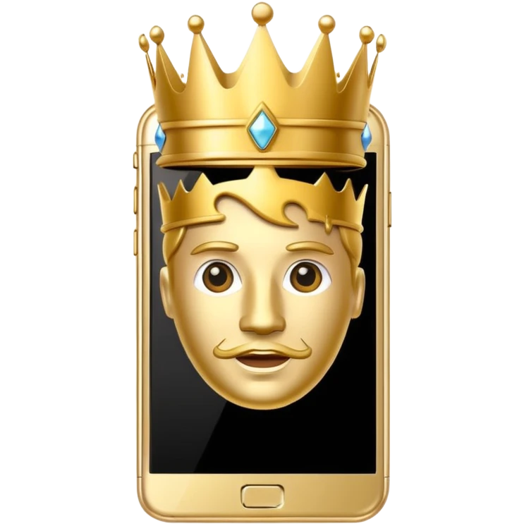 gold premium smart phone, king crown emoji