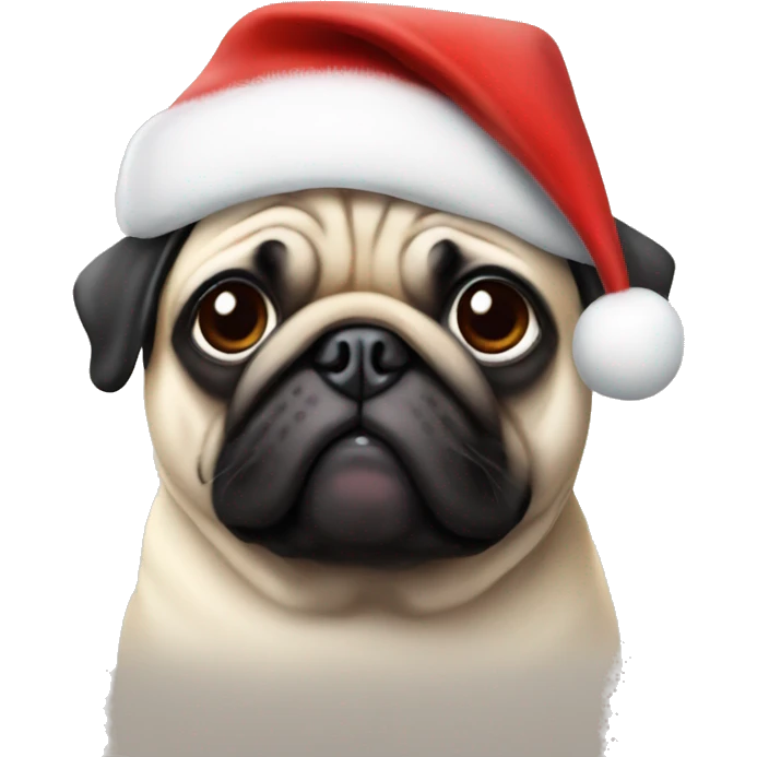 Pug with Santa hat  emoji
