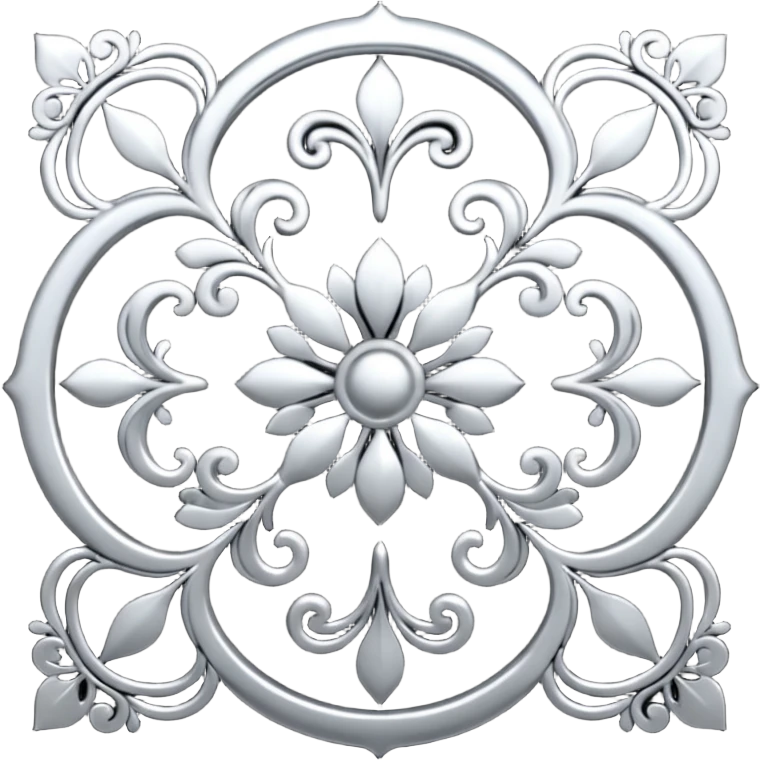 Black and silver filigree, 3D, extremely detailed design emoji