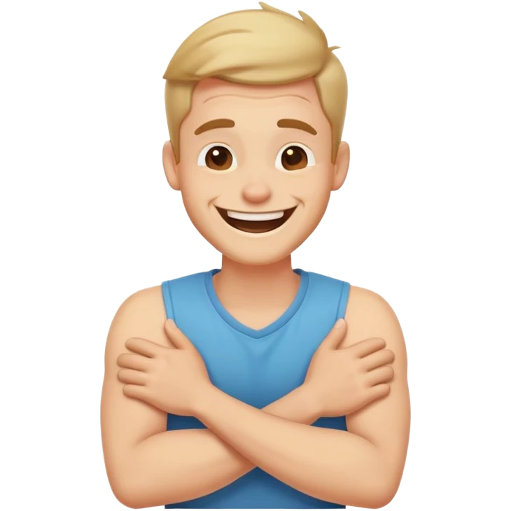 Arms crossed holding neck laughing guy emoji