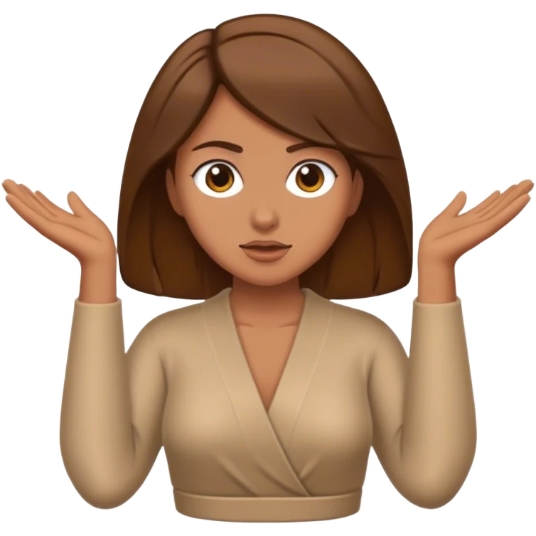 mulher de cabelo castanho dando de ombros emoji