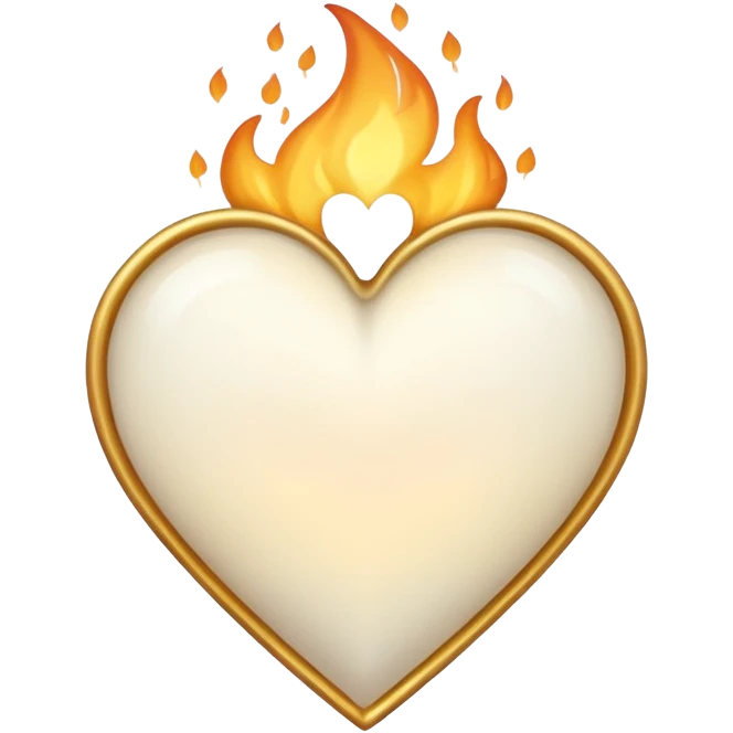 “Cute custom emoji of a glowing white heart wrapped in a soft golden flame, romantic, warm, minimal style, smooth gradient, sticker design, transparent background.” emoji