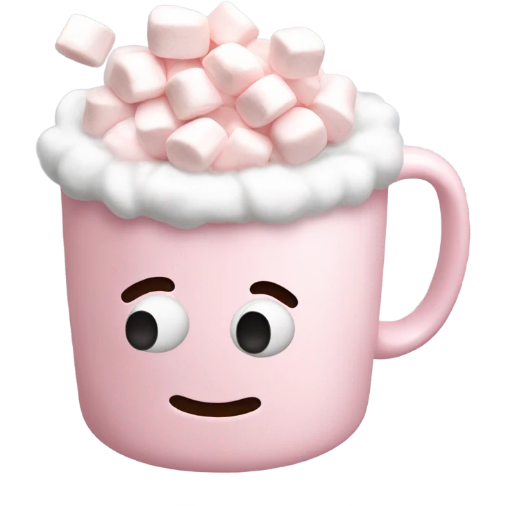Light Pink mug of hot chocolate with marshmallows  emoji