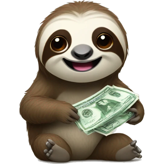 sloth counting dllar bills emoji