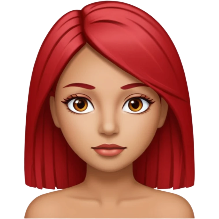 Latina with straight hair with red hightlights and eyelashes emoji