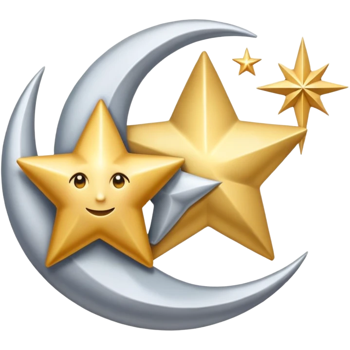 Star and moon intertwined emoji