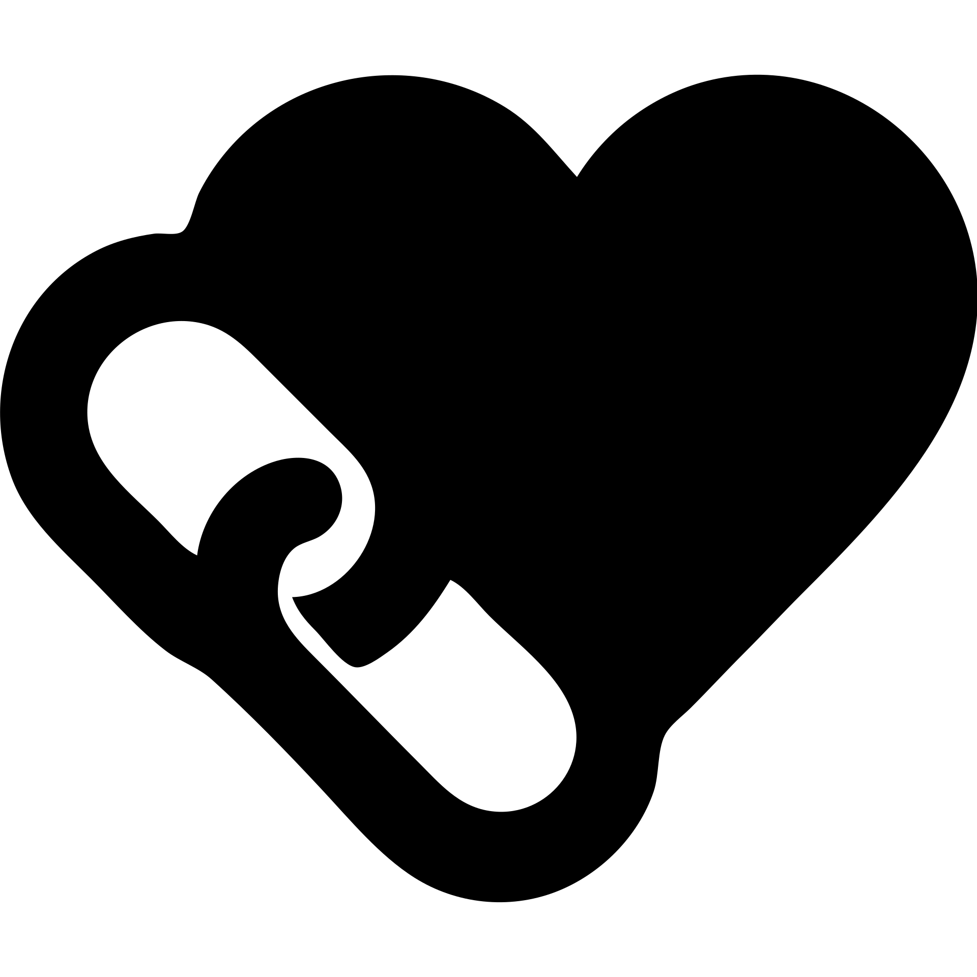 chain heart, solid black icon, bold lines emoji