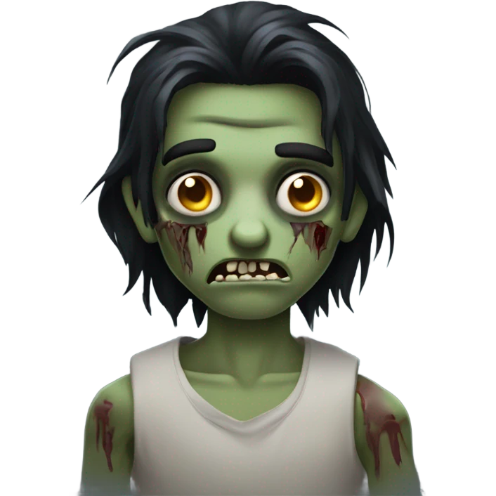 creepy boy zombie with medium long dark hair emoji