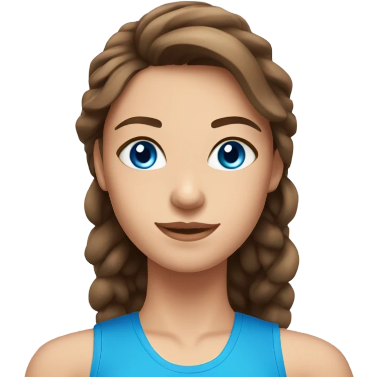 Girl at the gym, brown hair and bright blue eyes  emoji