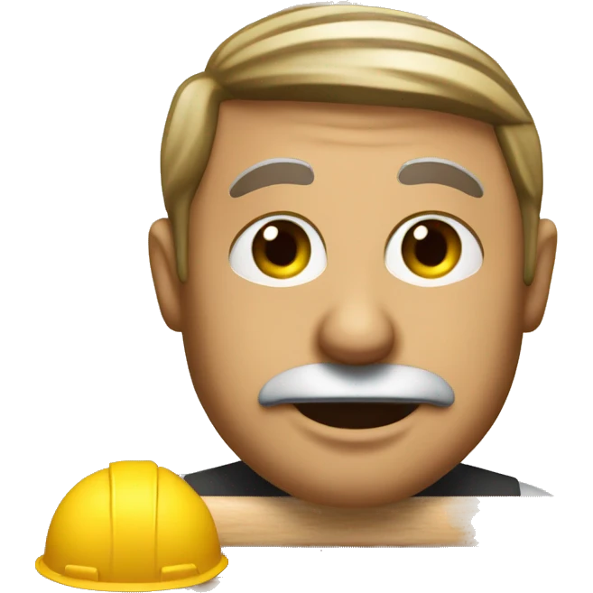 An architect with a drawing on a wooden frame behind him emoji