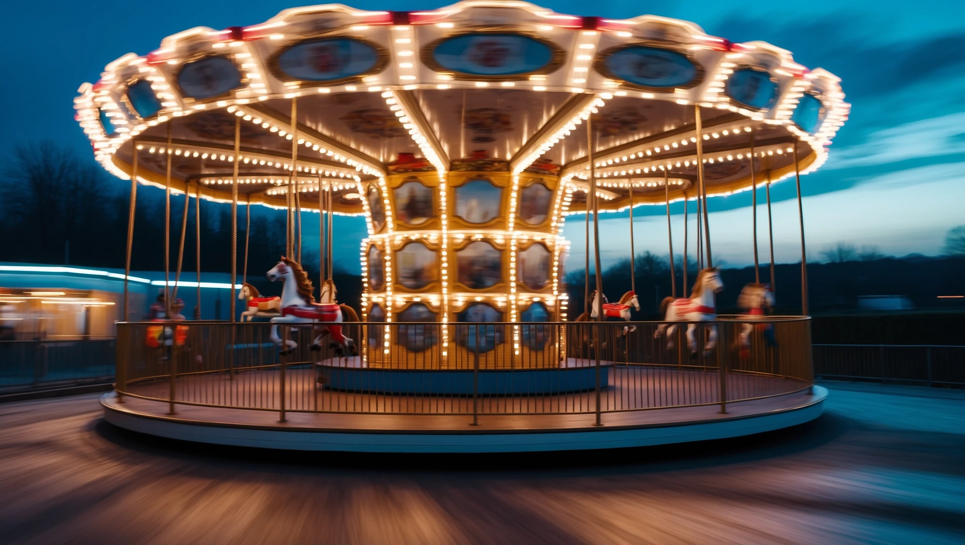 long exposure photo, a moving carousel at night emoji