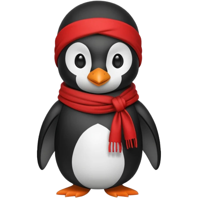 penguin ninja with red scarf emoji
