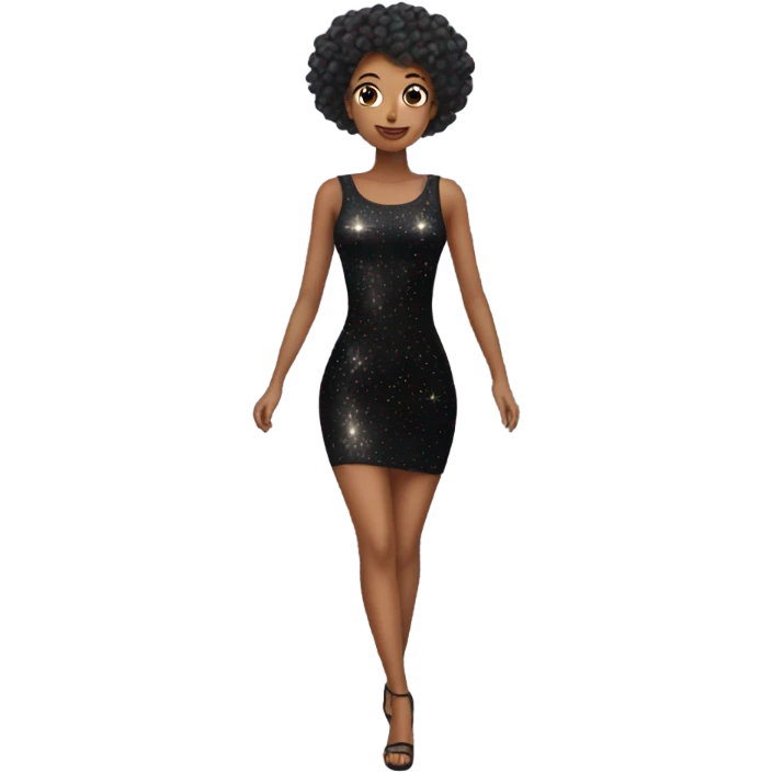 sparkly short black bodycon dress floating in the air emoji