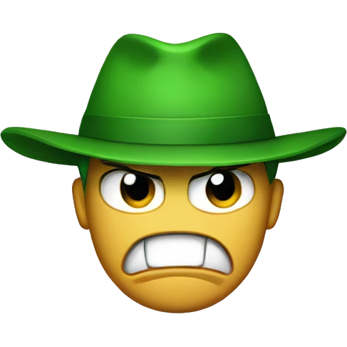 Angry face with a green hat emoji