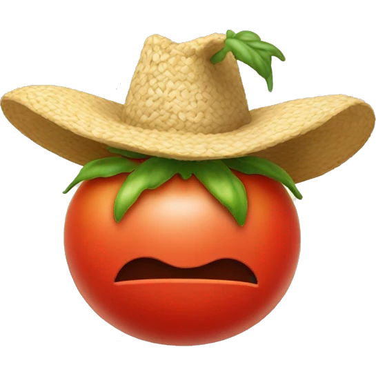 tomato with strow-hat emoji
