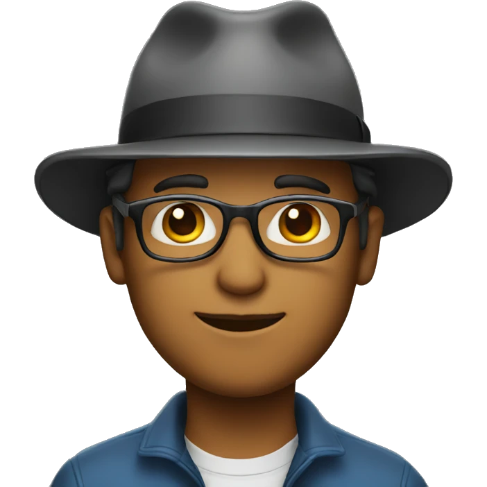 man with glasses & hat emoji