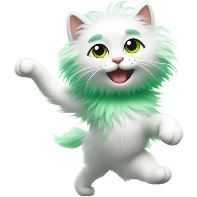 Dancing cat with gets as hair emoji