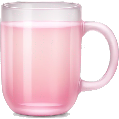 Light pink transparent glass mug realistic emoji