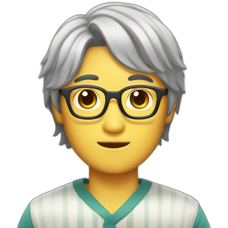 korean guy with curtains hair and glasses emoji