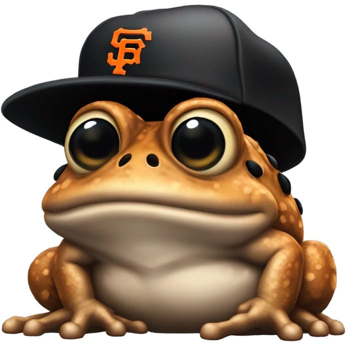 Brown toad with black San Francisco Giants hat side view  emoji