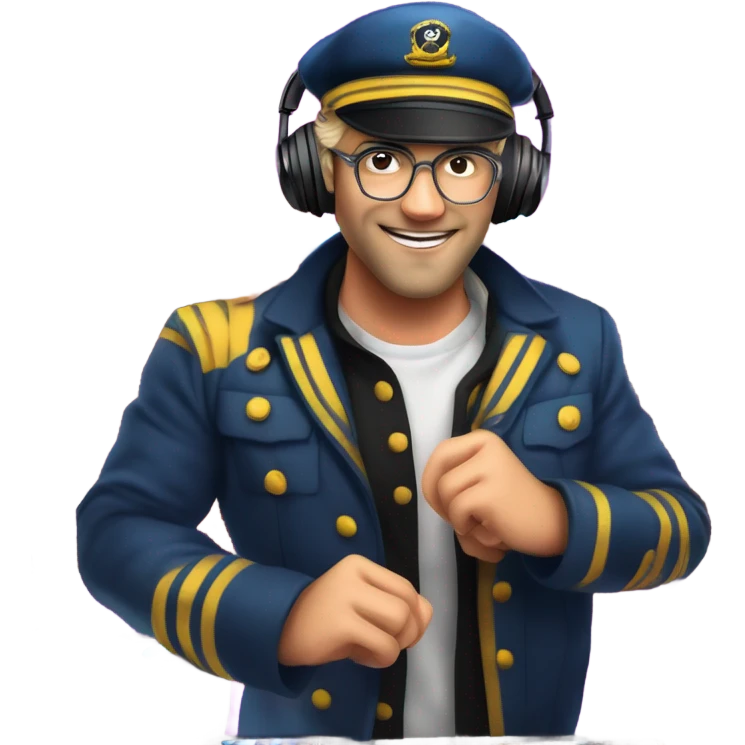 Sea captain djing in a club emoji