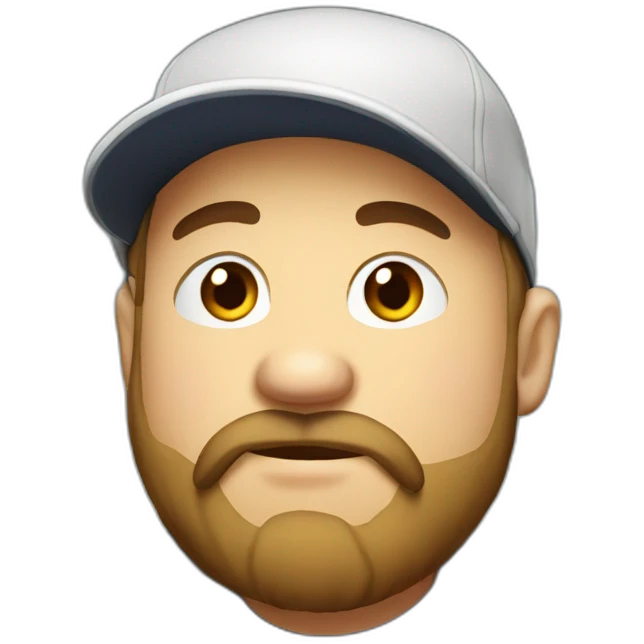 Man little fat with  cap white, with guatee beard , amazing emoji